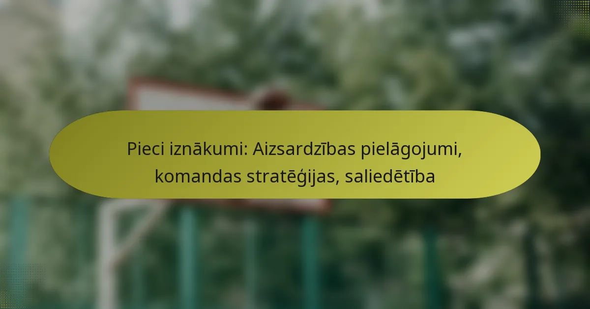 Pieci iznākumi: Aizsardzības pielāgojumi, komandas stratēģijas, saliedētība