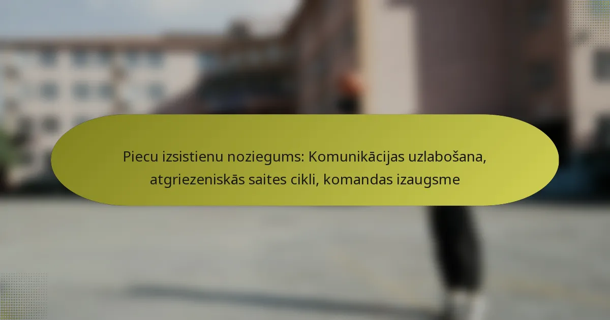 Piecu izsistienu noziegums: Komunikācijas uzlabošana, atgriezeniskās saites cikli, komandas izaugsme