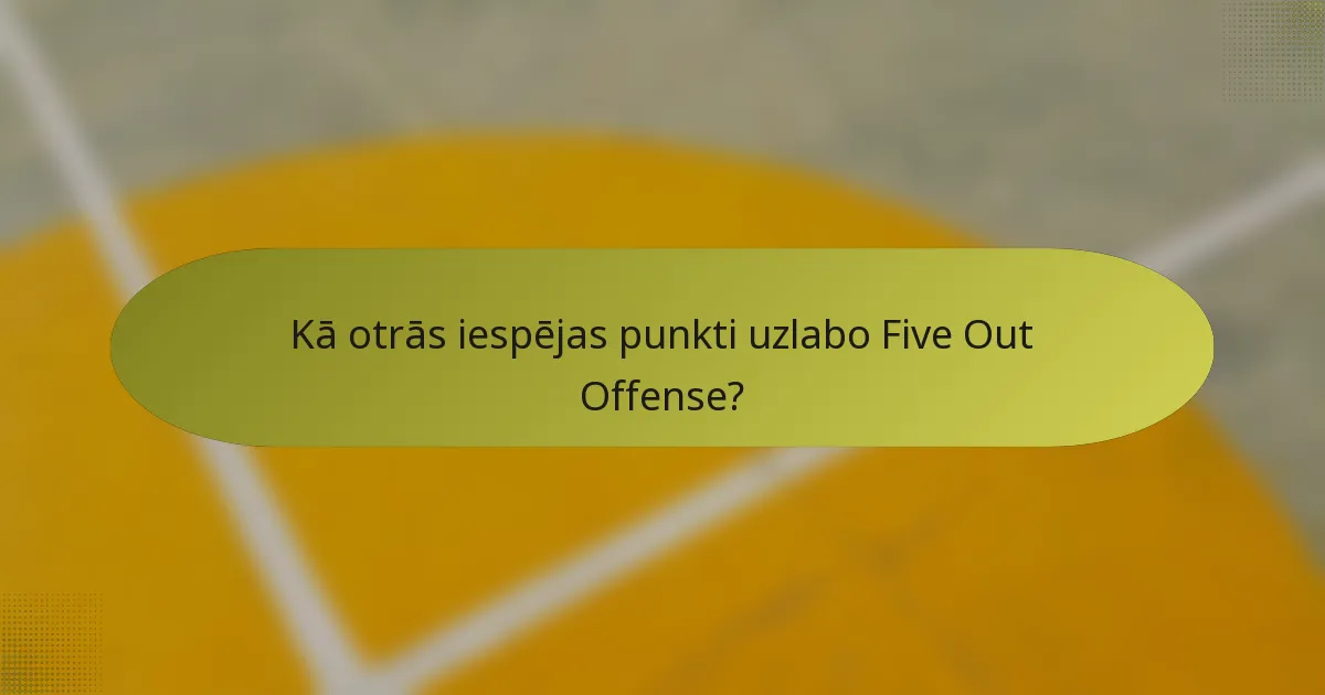 Kā otrās iespējas punkti uzlabo Five Out Offense?